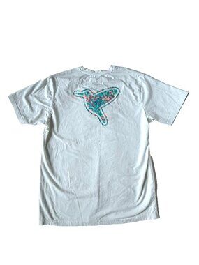 Birddogs Mens M Logo Tee Shirt White Short Sleeve Bird Neon Orange Aqua Blue